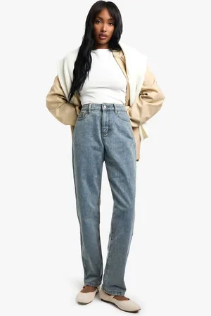 Boohoo Womens Basics High Waisted Straight Leg Jeans