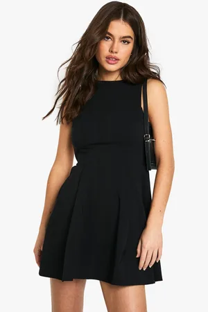 Boohoo Womens Bengaline Open Back Skater Dress