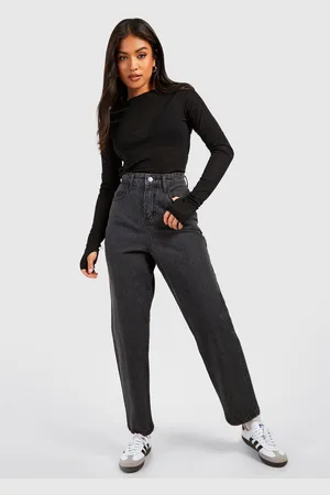 Boohoo Womens Petite High Rise Mom Jeans 26"