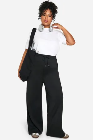 Boohoo Womens Plus Low Rise Drawstring Waist Slouchy Dad Trouser