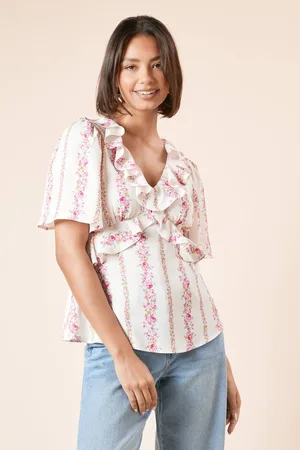 Dorothy Perkins Womens Frill Detail Angel Sleeve Tie Back Blouse
