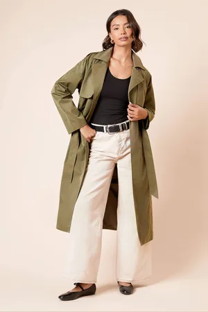 Dorothy Perkins Womens Longline Double Breasted Belted Trench Coat
