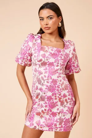 Dorothy Perkins Womens DP Luxe Pink Jacquard Square Neck Mini Dress