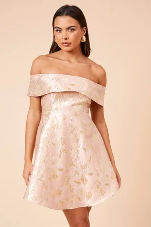 Dorothy Perkins Womens DP Luxe Jacquard Fold Over Bardot Mini Dress