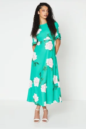 Dorothy Perkins Womens Tall Floral Flutter Sleeve Midi Dress