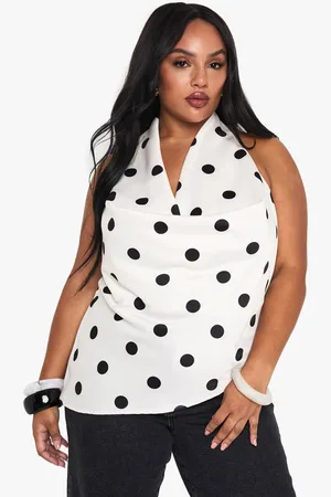 Boohoo Womens PLUS SATIN POLKA COWL NECK TOP