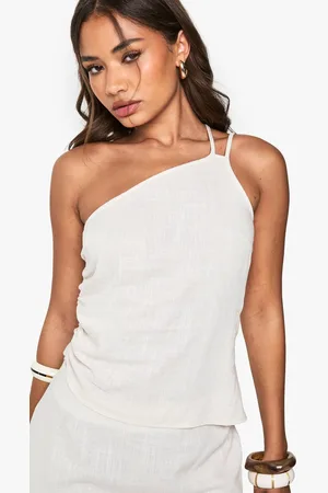 Boohoo Womens Linen Look Asymmetric Cami