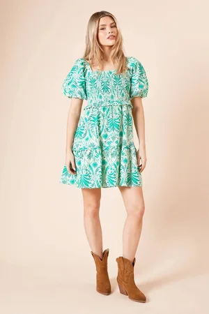 Dorothy Perkins Womens Palm Shirred Bodice Mini Dress