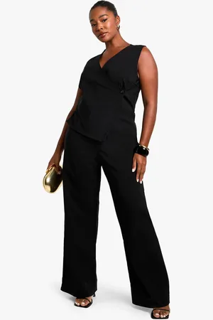 Boohoo Womens plus bengaline waistcoat jumpsuit
