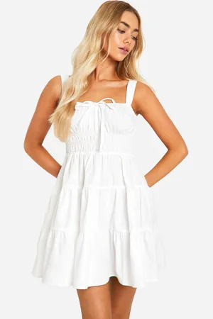 Boohoo Womens Tiered Smock Mini Dress