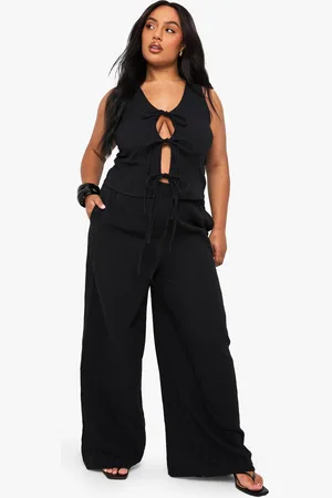 Boohoo Womens Plus Cheesecloth Elasticated Waist Trousers