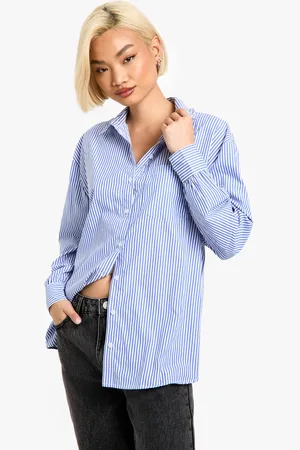 Boohoo Womens Striped Cotton Shirt