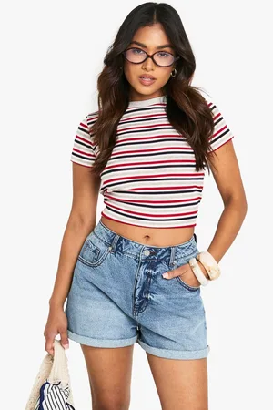Boohoo Womens Petite Denim Mom Short