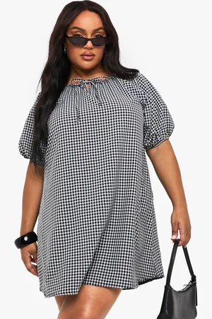 Boohoo Womens PLUS GINGHAM SMOCK DRESS