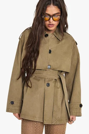 Boohoo Womens Belted Short Trench Coat