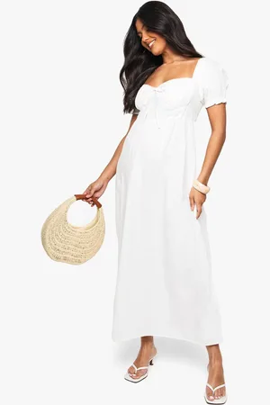 Boohoo Womens MATERNITY COTTON MILKMAID MIDAXI SKATER DRESS