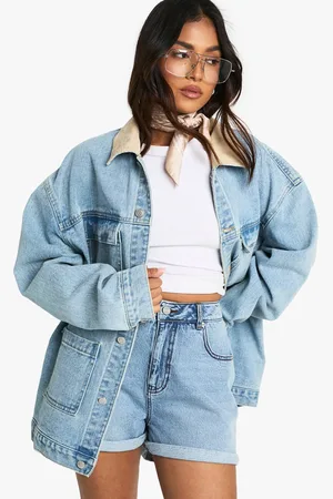 Boohoo Womens Petite Denim Mom Short