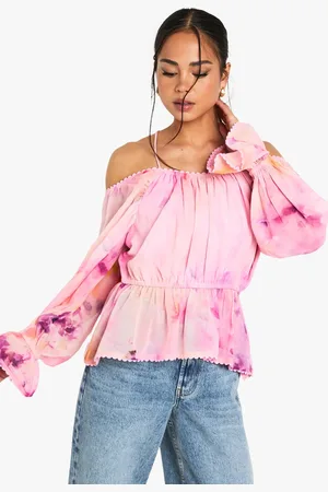 Boohoo Womens Floral Print Off The Shoulder Woven Blouse