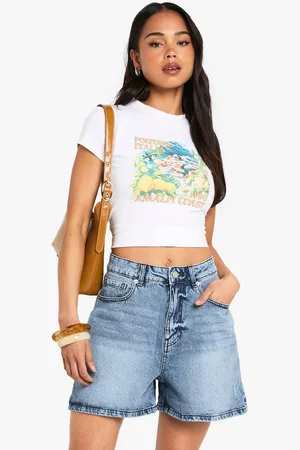 Boohoo Womens Denim Mom Short