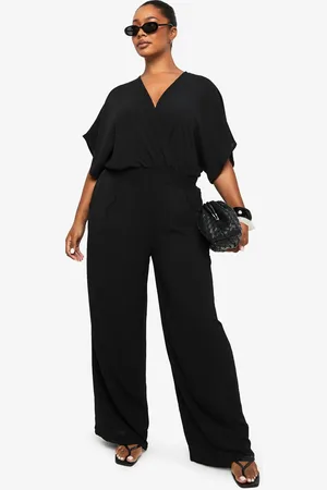 Boohoo Womens PLUS BLOUSON SLEEVE WIDE LEG JUMPSUIT