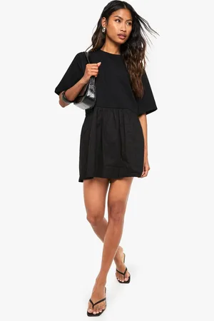 Boohoo Womens Jersey Cotton Mix Smock Dress