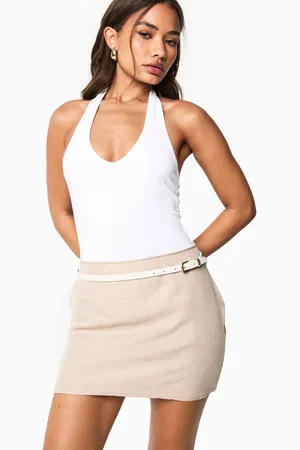 Boohoo Womens Linen Look Mini Skirt