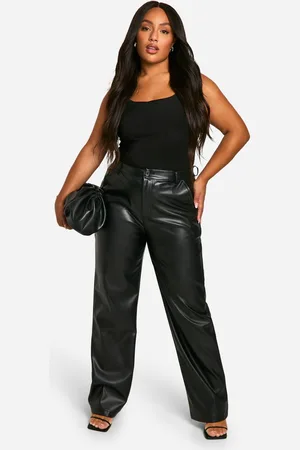 Boohoo Womens Plus High Waisted Pu Straight Leg Trouser