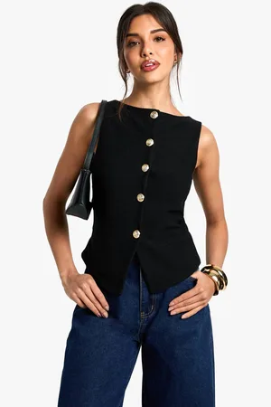 Boohoo Womens Textured button through waistcoat