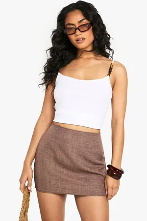 Boohoo Womens Linen Look Mini Skirt