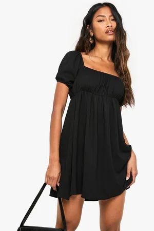 Boohoo Womens Puff Sleeve Smock Mini Dress