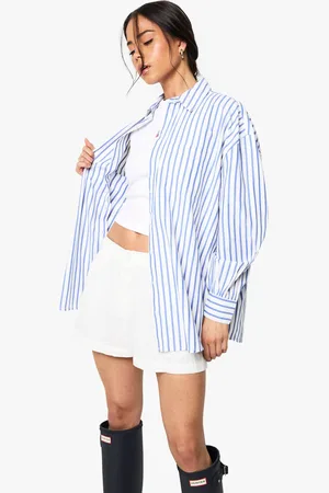 Boohoo Womens Pinstripe Oversized Shirt