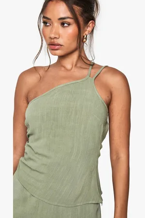 Boohoo Womens Linen Look Asymmetric Cami
