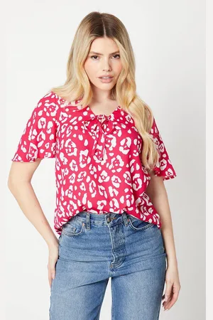 Dorothy Perkins Womens Animal Flutter Sleeve Tie Front Blouse