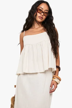 Boohoo Womens Linen Look Peplum Cami