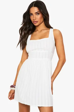 Boohoo Womens Petite Stripe Seersucker Mini Dress
