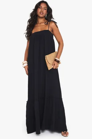 Boohoo Womens Textured Smock Maxi Dress