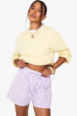 Boohoo Womens Seersucker Gingham Drawstring Waist Shorts