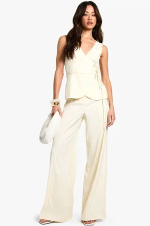 Boohoo Womens Tall Linen Look Tailored Trouser