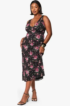 Boohoo Womens Plus floral mesh fit and flare midaxi dress
