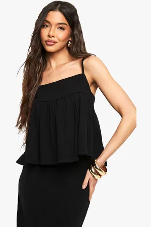 Boohoo Womens Linen Look Peplum Cami