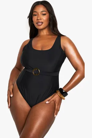 Boohoo Womens Plus Tummy Control Belted Swimsuit