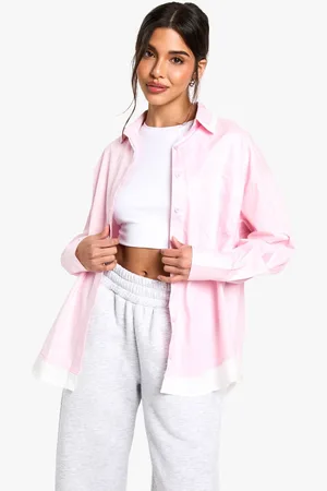 Boohoo Womens Oversized Contrast Shirt