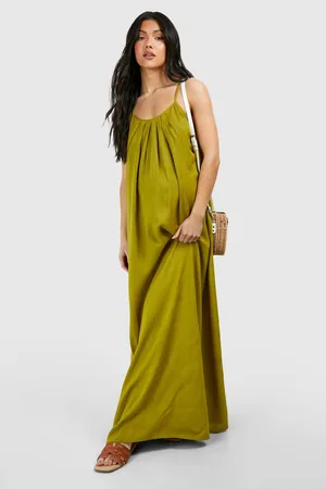Boohoo Womens Maternity Linen Look Strappy Maxi Dress