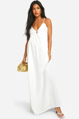 Boohoo Womens Maternity Linen Look Strappy Maxi Dress