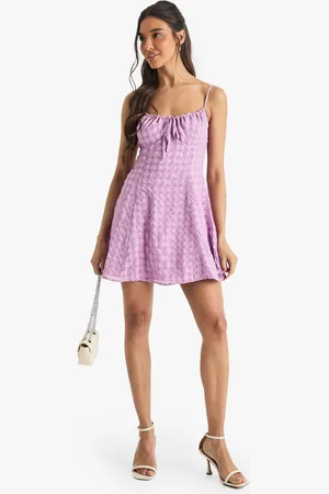Boohoo Womens Textured Gingham Mini Cami Dress