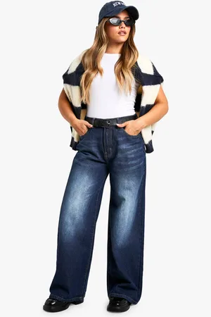 Boohoo Womens Petite Basics High Waisted Wide Leg Jeans