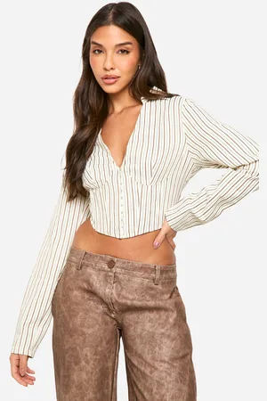 Boohoo Womens Stripe Corset Shirt