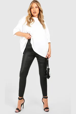 Boohoo Womens Plus Pu Coated Skinny Jeans