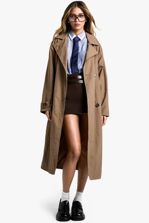 Boohoo Womens Belted Trench Coat