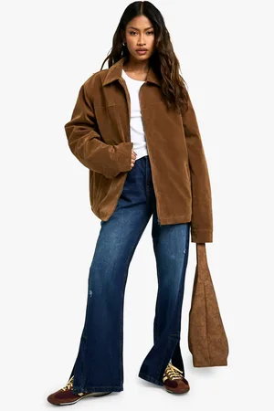 Boohoo Womens Split Hem Flare Denim Jean